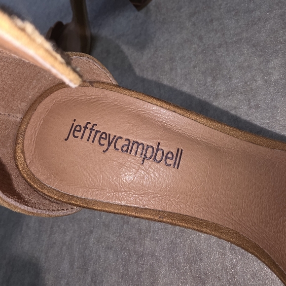 Jeffrey Campbell Lindsay Brown Suede Geometric Heel Closure At Ankles Size 5 - Picture 3 of 8